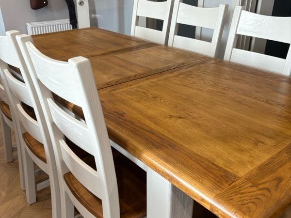 Extendable cream Dining table & 6 chairs - Main image