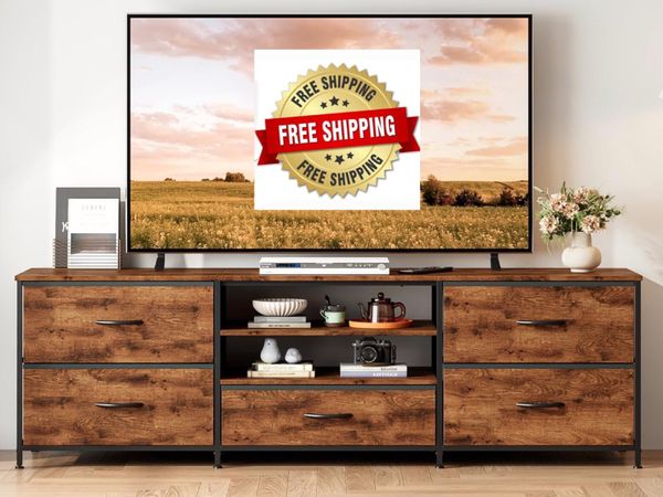 TV Stand Cabinet, TV Unit with 5 Drawers, 140 cm, - Main image