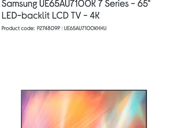 Samsung 65” 4K UHD Smart TV – UE65AU7170 - Main image