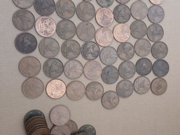 100 Irish 1d pingin pennies - Main image