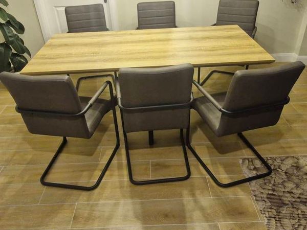Modern Industrial 6-Seater Dining Set - Main image