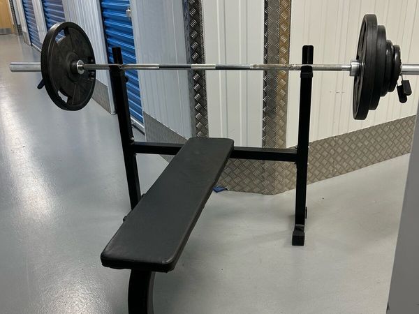 Adjustable Bench Press with Olympic weight set - Main image