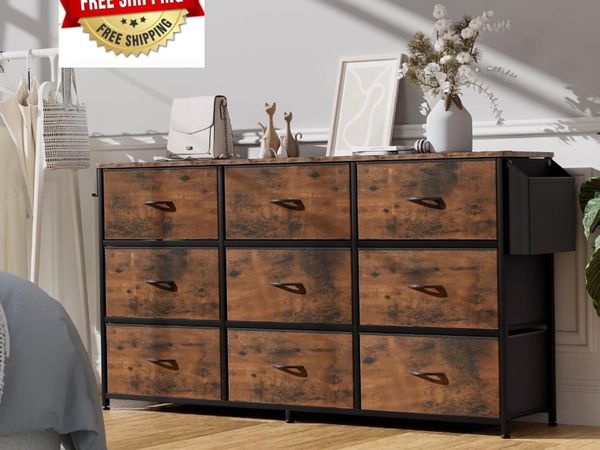 Fabric Chest of Drawers - 9 Drawers Large TV Stand - Main image