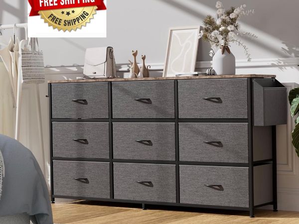 Fabric Chest of Drawers - 9 Drawers Large TV Stand - Main image