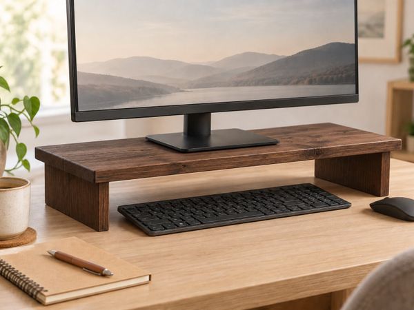 Handmade Wooden Monitor Stand - Dark Walnut finish - Main image