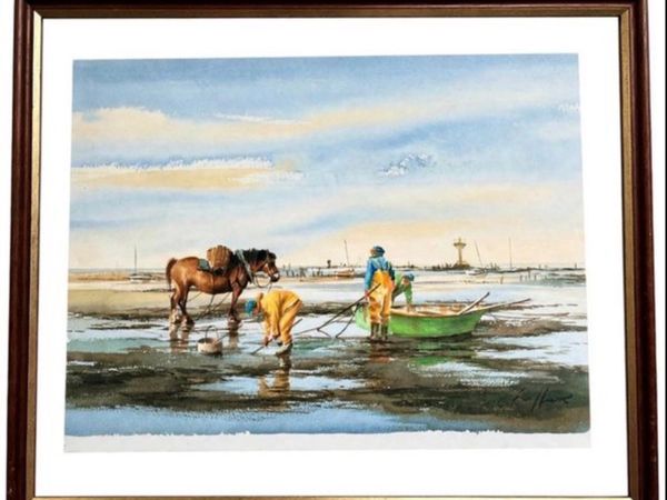 Vintage seaside wall hanging Cockle gatherers - Main image