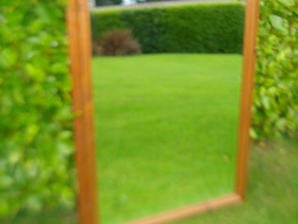 LARGE QUALITY DARK IRISH FINE PINE WALL MIRROR. - Main image