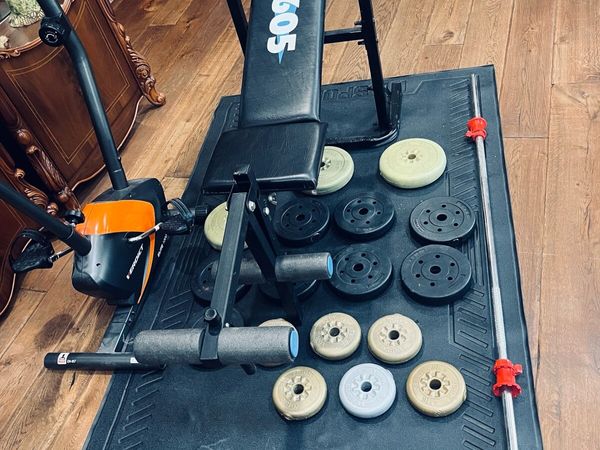 Bike, bench barbell dumbbells and weights - Main image