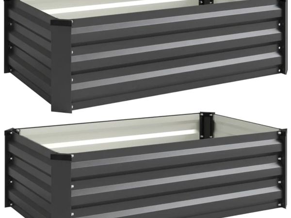 Set of Two 60 x 100cm Galvanised Steel Planters, G - Main image