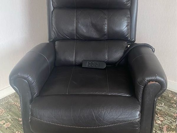 Brown Leather Recliner Electronic Lift Chair - Main image