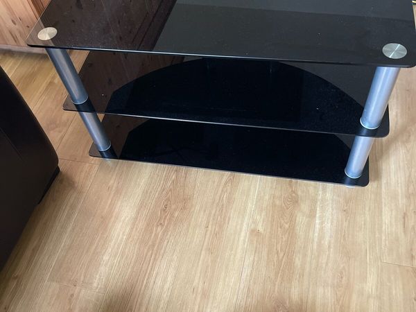 Black Glass TV Stand. - Main image