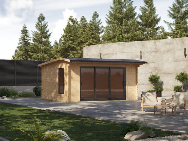 🏡 16x10 COOLA 44mm LOG CABIN – ALUMINIUM SLIDING - Main image