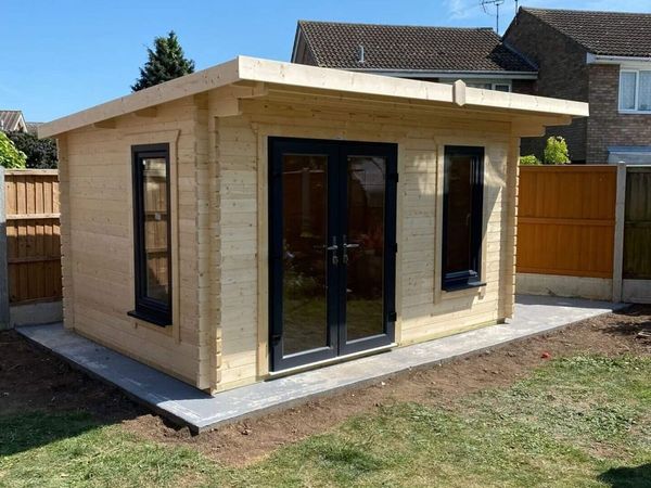 🏡 12x8 COOLA 44MM PENT ROOF LOG CABIN - Main image