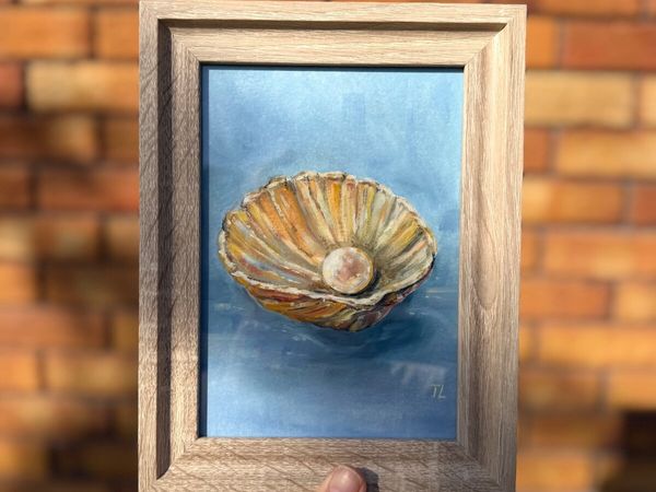 Original Framed Oil Painting – Sea Shell & Pearl - Main image