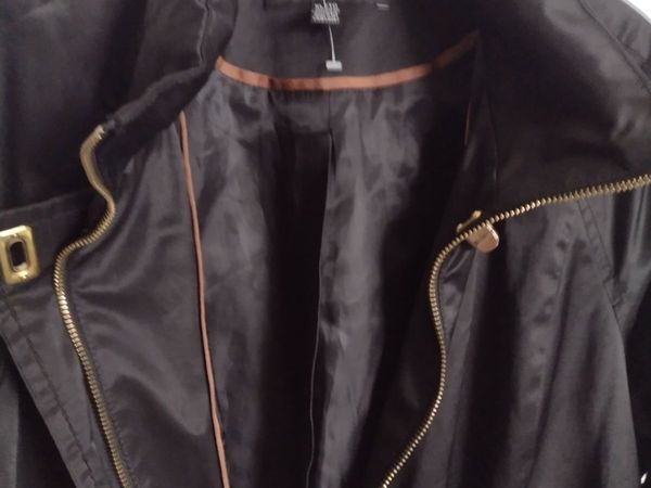 Ladies black knee length jacket - Main image