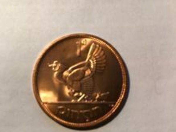 Irish One Penny Coin Minted 1968 - Hen And Chicks - Main image