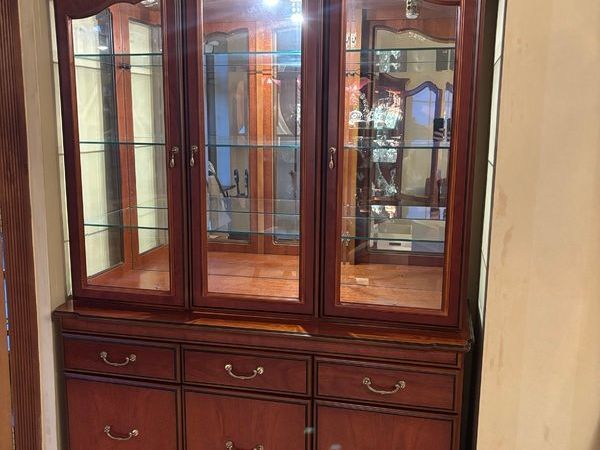 Vintage Mahogany 3-Door Display Cabinet & Sideboard Dresser - Main image
