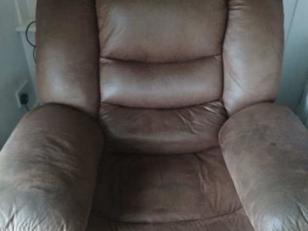 FREE to take 3 piece suite in brown suede effect. - Main image