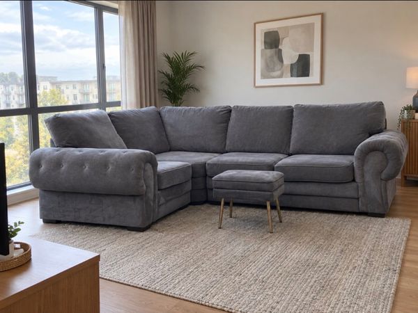 Verona corner L shaped  couch grey corner sofa - Main image
