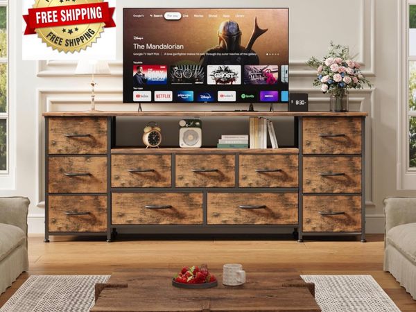 Tv Cabinet, Dresser for Bedroom with 11 Fabric Dra - Main image
