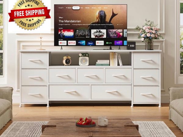 Tv Cabinet, Dresser for Bedroom with 11 Fabric Dra - Main image