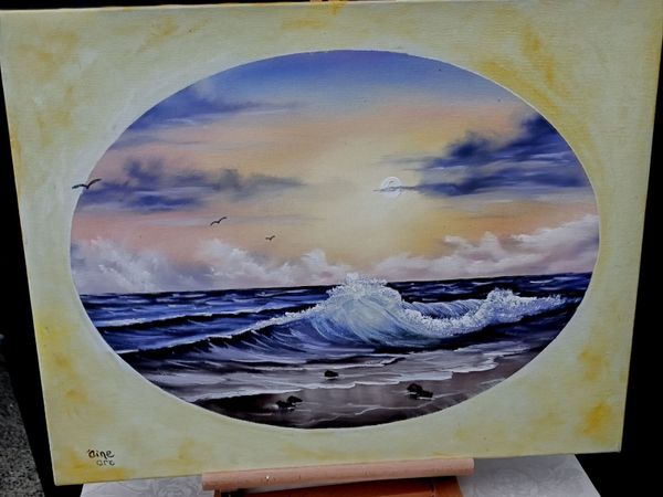 Original Painting  Sunset over the Ocean. - Main image