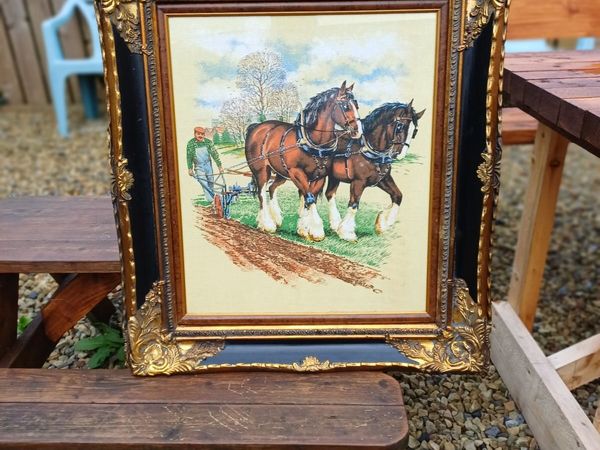 Large Vintage Farming Scene Picture - Main image