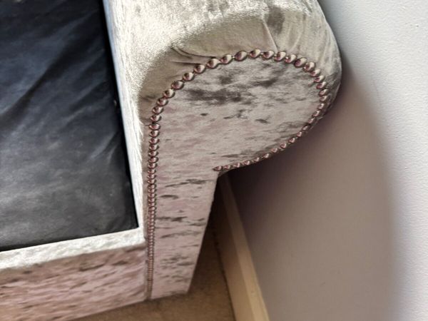 Single bed sleigh crushed velvet silver - Main image