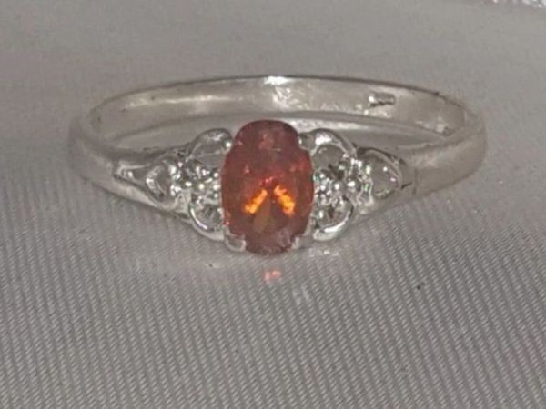 Vintage Hallmarked Silver Ring with Rose Gemstone - Main image