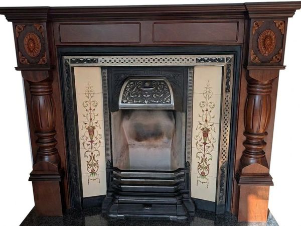 Victorian Style Carved Wood Fireplace - Main image