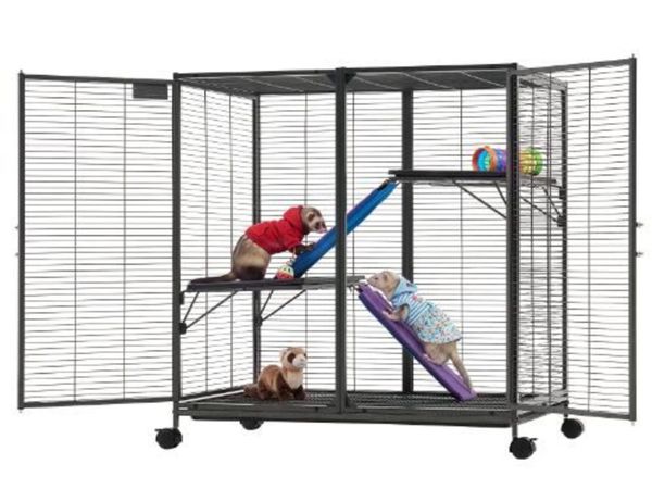 Metal Small Animal Cage 96 cm 3-Tier Rolling - Main image