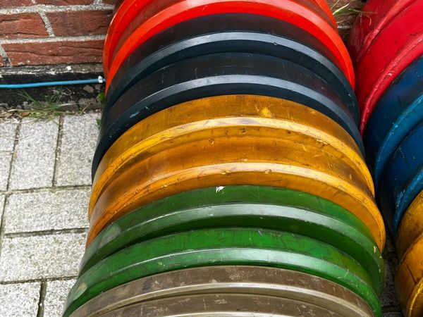 150kg coloured Olympic bumper weight plates - Main image