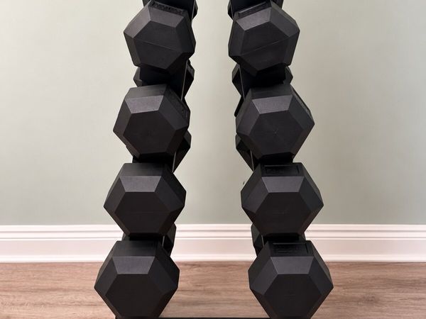 135KG Hex Dumbbell Set 5–17.5KG with Storage Rack - Main image