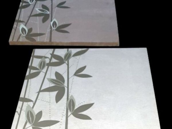 Pair of Large Suede Effect Bamboo Wall Art Prints - Main image