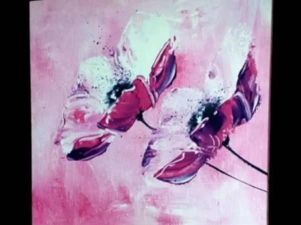 Brand New Abstract Pink Floral Canvas Art - Main image