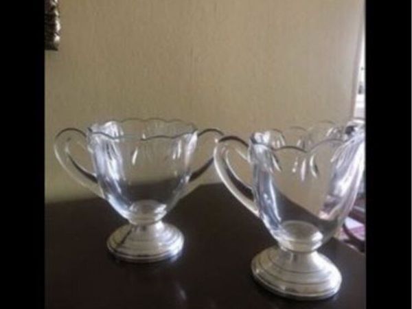 Antique Silver Footed Sugar & Milk Bowls - Main image