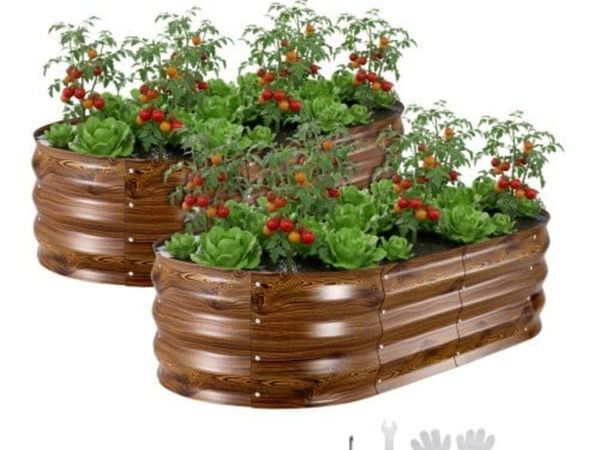 2 Pack Galvanized Raised Garden Beds, 1200 x 600 x - Main image