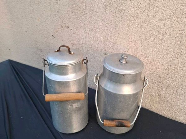 Duo 2 vintage fridge size milk churn - Main image