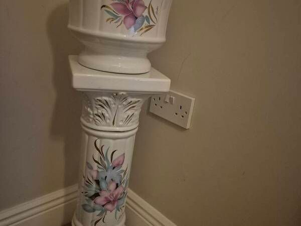 Vintage Italian Ceramic Pedestal & Planter Set - Main image