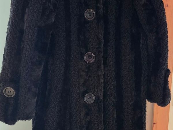 Etage Black Faux Fur Long Coat – UK 14 - Main image