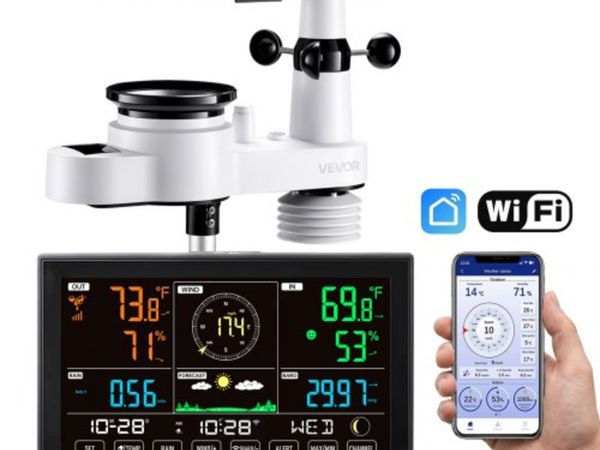 5-in-1 Wi-Fi Weather Station, 190.5 mm VA Display, - Main image
