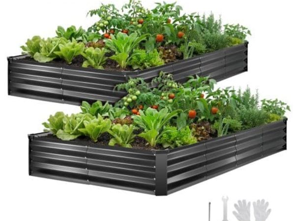 2 Pack Galvanized Raised Garden Beds, 2400 x 1200 - Main image
