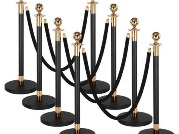Stanchion Post, 8 Pcs Crowd Control Barrier Set wi - Main image