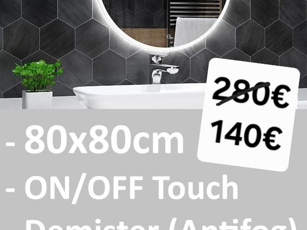 LED Bathroom Mirror 80cm Round Fog Free - Main image