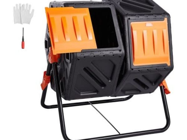 Compost Bin, 140.1L Dual Chamber Composting Tumble - Main image