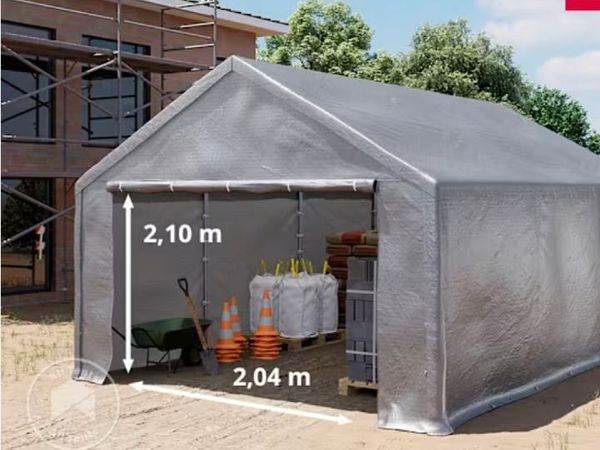 3m x 6m grey tented car garage - Main image
