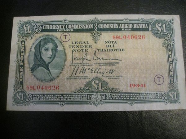 Lady Lavery 1 Pound War Code T - 220 Euros Each - Main image