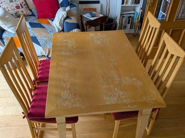 Wooden dining table and 4 chairs - Main image