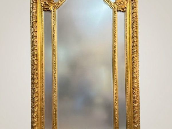 Large French Style Gilt Wood Section Mirror - Main image