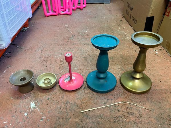 Mixed Candleholders, Pewter & Silver Styling Props - Main image